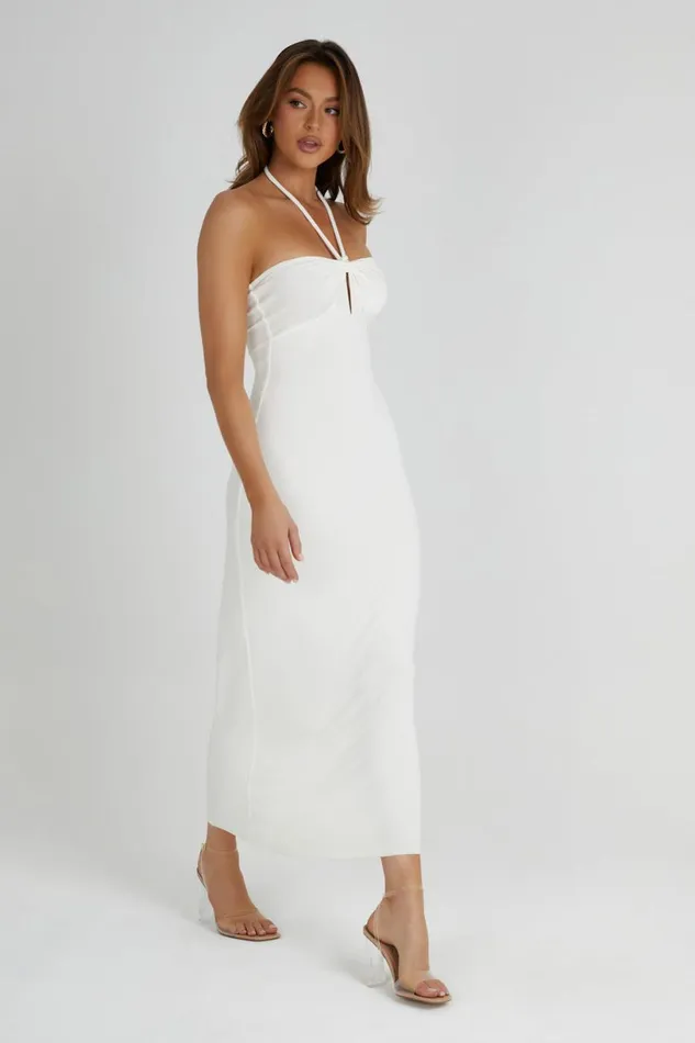 Meshki Midi Dresses Women Krissy Midi Twist Halter Jersey Dress 8211 White White