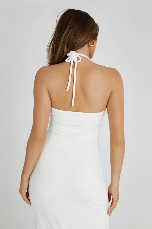 Meshki Midi Dresses Women Krissy Midi Twist Halter Jersey Dress 8211 White White
