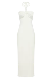Meshki Midi Dresses Women Krissy Midi Twist Halter Jersey Dress 8211 White White