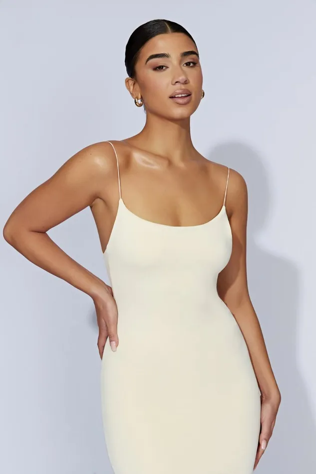 Meshki Midi Dresses Women Lexia Scoop Low Neck Midi Dress 8211 Cream Cream