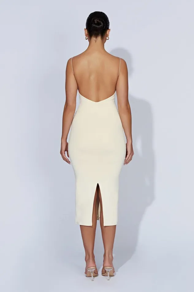 Meshki Midi Dresses Women Lexia Scoop Low Neck Midi Dress 8211 Cream Cream