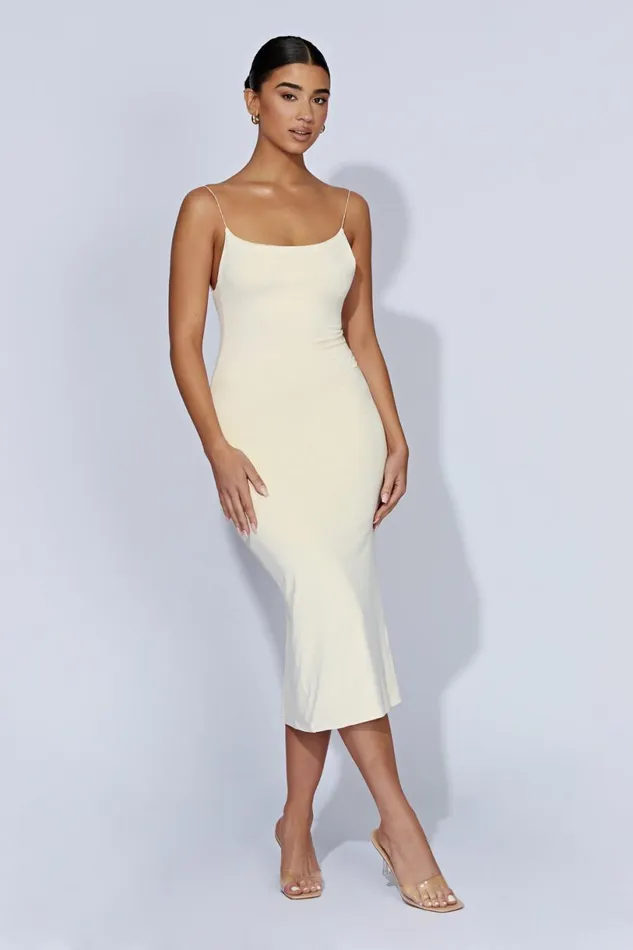Meshki Midi Dresses Women Lexia Scoop Low Neck Midi Dress 8211 Cream Cream