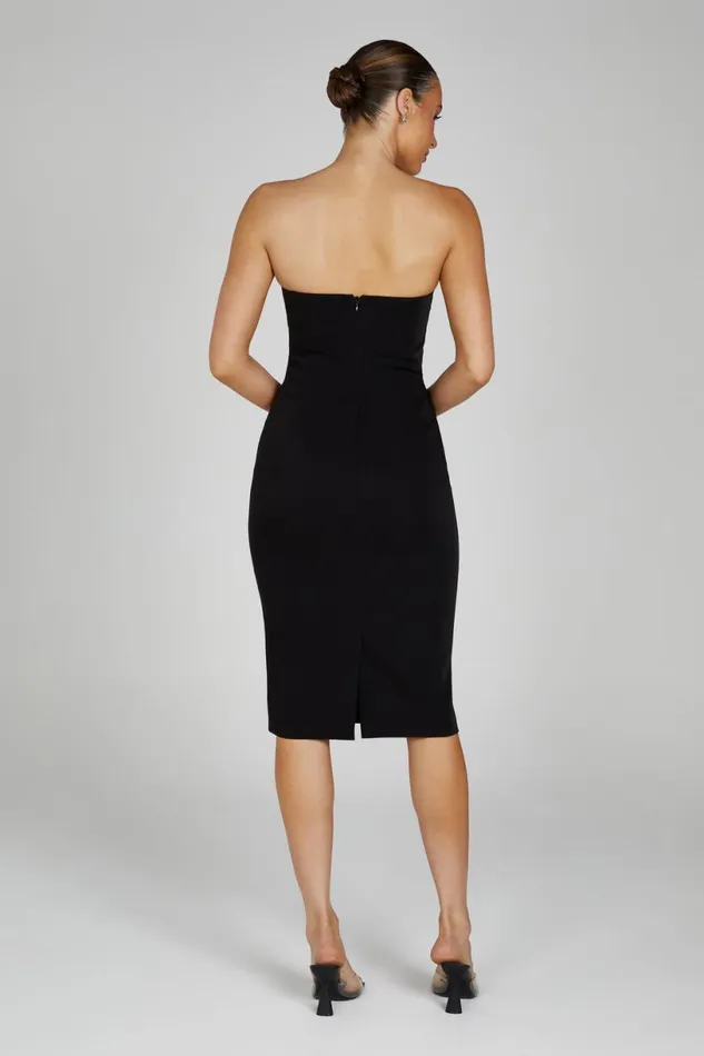 Meshki Midi Dresses Women Marianne Strapless Crepe Midi Dress 8211 Black Black