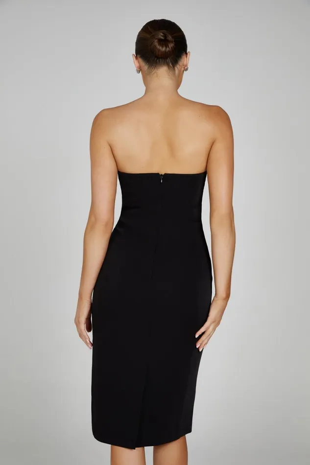 Meshki Midi Dresses Women Marianne Strapless Crepe Midi Dress 8211 Black Black