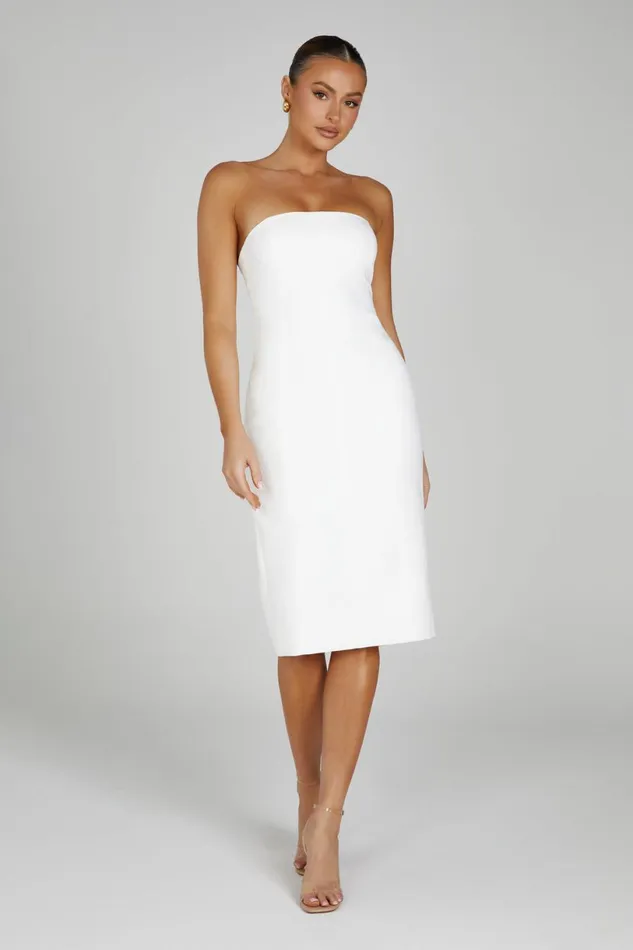 Meshki Midi Dresses Women Marianne Strapless Crepe Midi Dress 8211 White White
