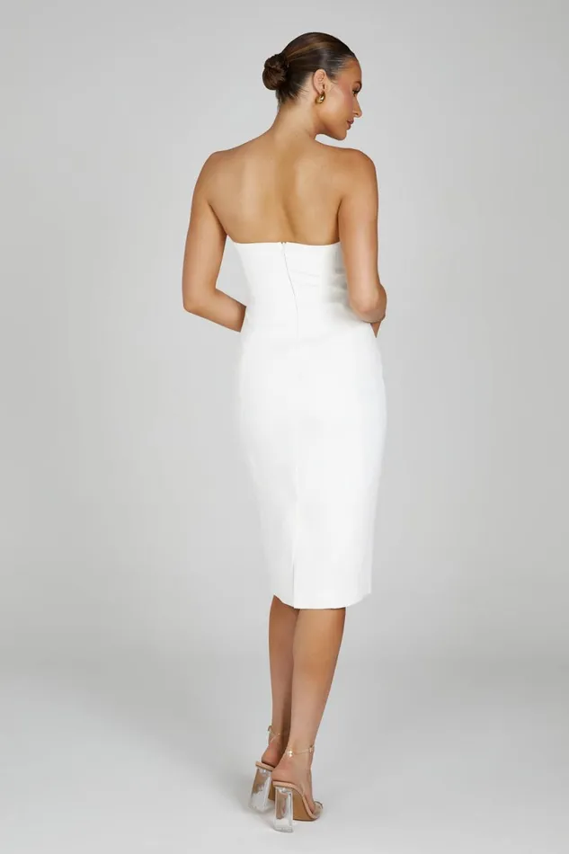 Meshki Midi Dresses Women Marianne Strapless Crepe Midi Dress 8211 White White