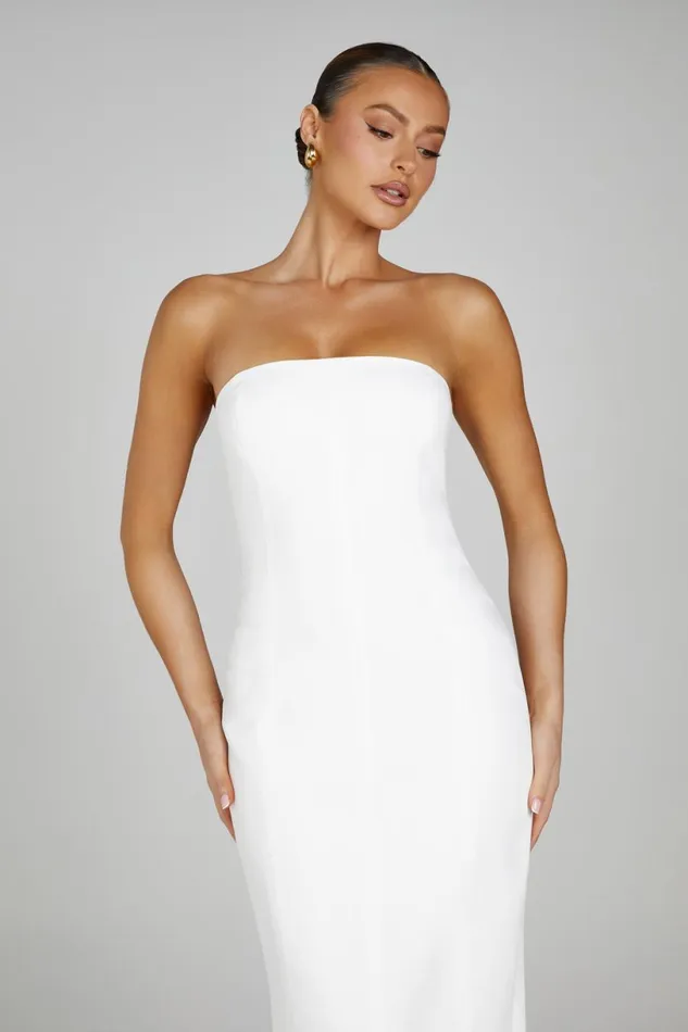 Meshki Midi Dresses Women Marianne Strapless Crepe Midi Dress 8211 White White