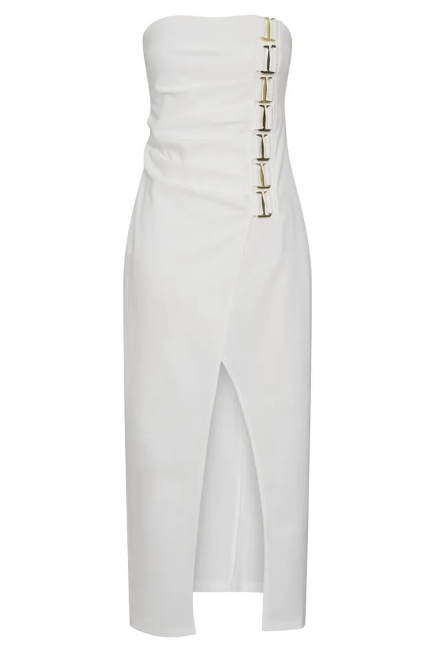 Meshki Midi Dresses Women Mercer EHook Midi Dress 8211 Bone Bone Meshki Midi Dresses Women Mercer EHook Midi Dress 8211 Bone Bone