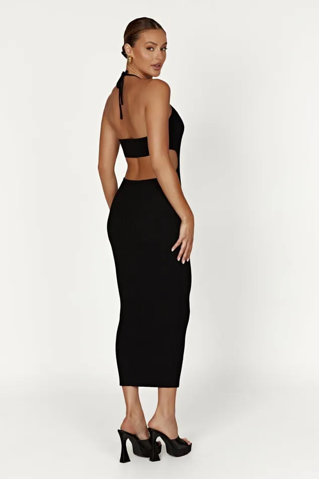 Meshki Midi Dresses Women Morgan Halter Knit Midi Dress 8211 Black Black