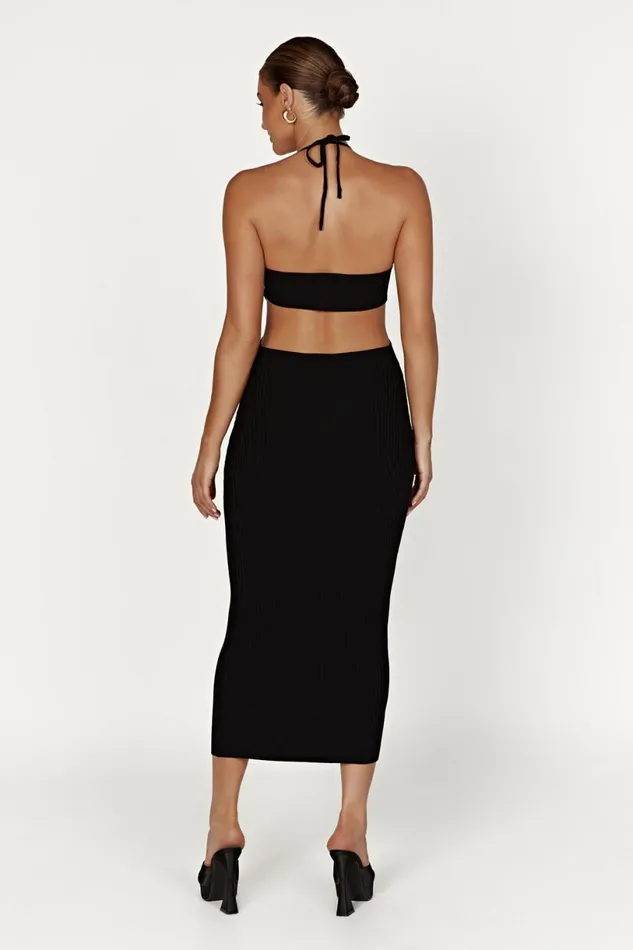 Meshki Midi Dresses Women Morgan Halter Knit Midi Dress 8211 Black Black