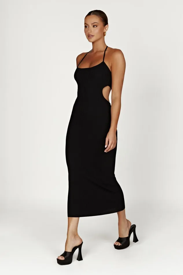 Meshki Midi Dresses Women Morgan Halter Knit Midi Dress 8211 Black Black