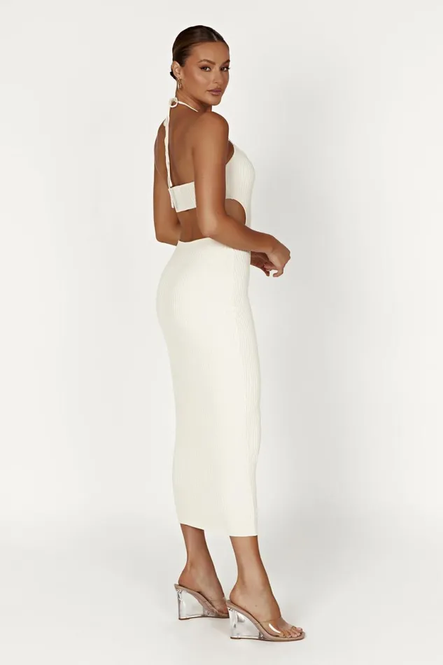 Meshki Midi Dresses Women Morgan Halter Knit Midi Dress 8211 Cream Cream Meshki Midi Dresses Women Morgan Halter Knit Midi Dress 8211 Cream Cream