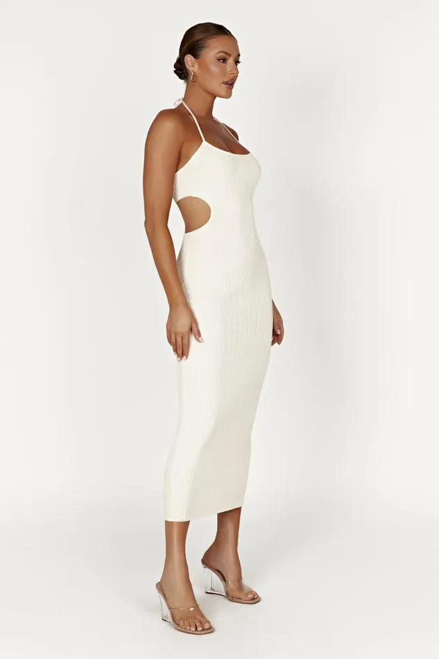 Meshki Midi Dresses Women Morgan Halter Knit Midi Dress 8211 Cream Cream Meshki Midi Dresses Women Morgan Halter Knit Midi Dress 8211 Cream Cream