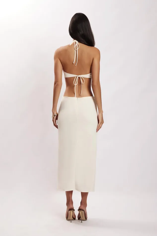 Meshki Midi Dresses Women Natalie Halter Neck Cut Out Midi Dress 8211 Bone Bone Meshki Midi Dresses Women Natalie Halter Neck Cut Out Midi Dress 8211 Bone Bone