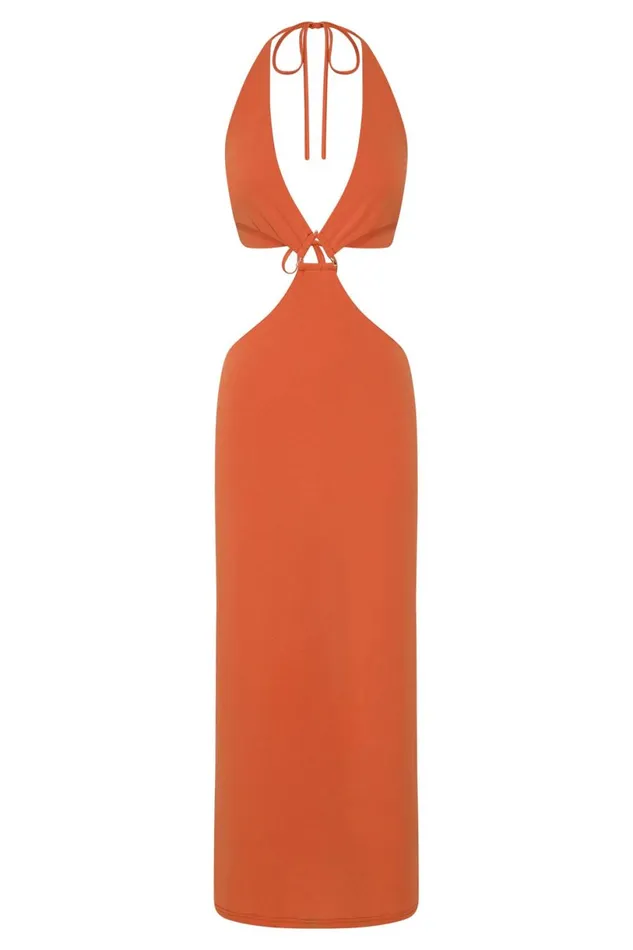 Meshki Midi Dresses Women Natalie Halter Neck Cut Out Midi Dress 8211 Burnt Orange Burntorange Meshki Midi Dresses Women Natalie Halter Neck Cut Out Midi Dress 8211 Burnt Orange Burntorange