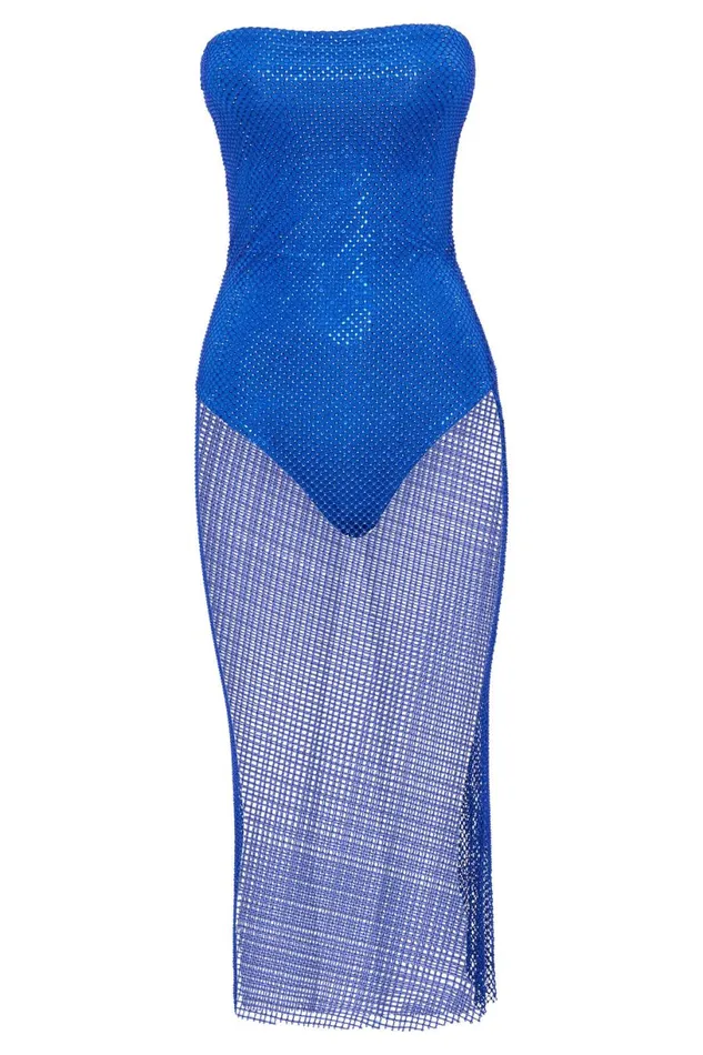Meshki Midi Dresses Women Nima Diamante Mesh Midi Dress 8211 Persian Blue Persianblue Meshki Midi Dresses Women Nima Diamante Mesh Midi Dress 8211 Persian Blue Persianblue