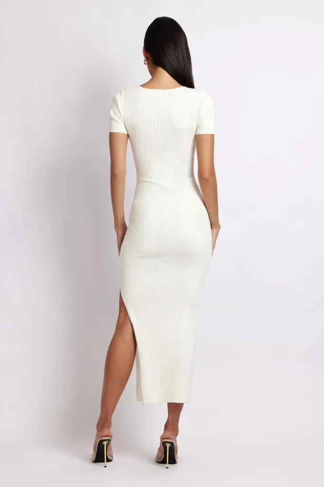 Meshki Midi Dresses Women Nina Short Sleeve Knit Midi Dress 8211 White White