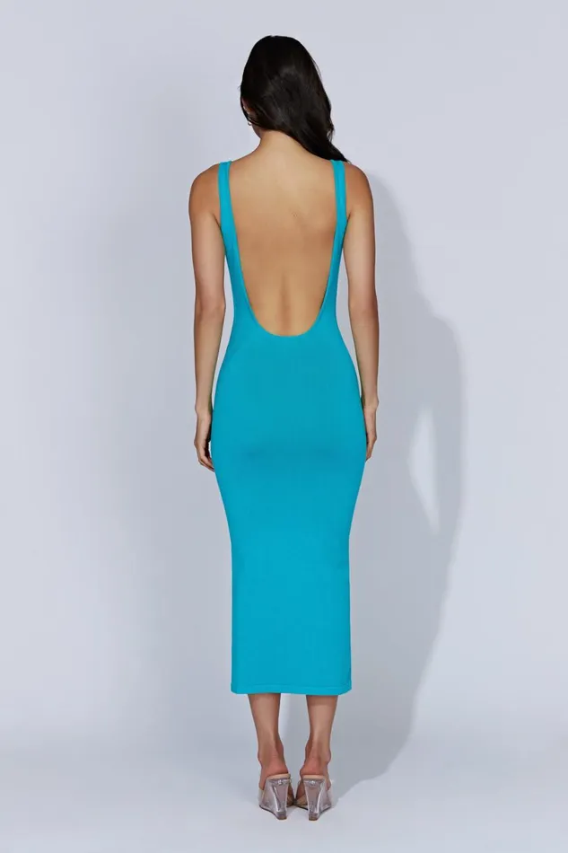 Meshki Midi Dresses Women Nola Cut Out Knit Midi Dress 8211 Aquamarine Aquamarine Meshki Midi Dresses Women Nola Cut Out Knit Midi Dress 8211 Aquamarine Aquamarine