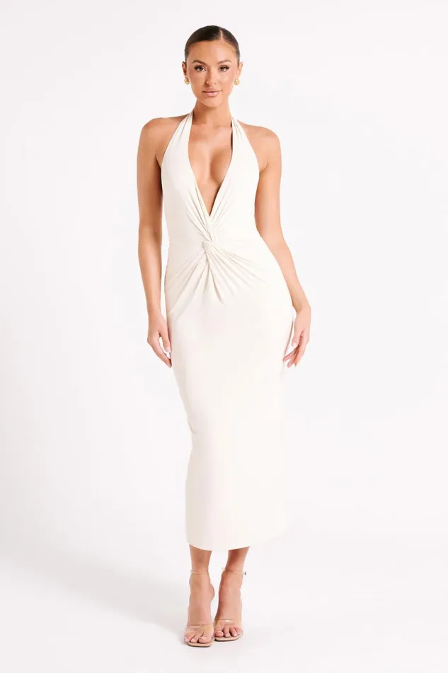 Meshki Midi Dresses Women Osana Recycled Nylon Halter Midi Dress 8211 Sand Sand