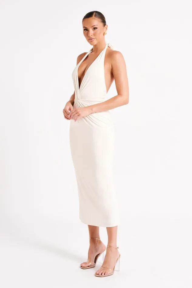 Meshki Midi Dresses Women Osana Recycled Nylon Halter Midi Dress 8211 Sand Sand