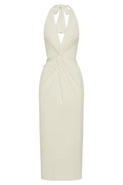 Meshki Midi Dresses Women Osana Recycled Nylon Halter Midi Dress 8211 Sand Sand