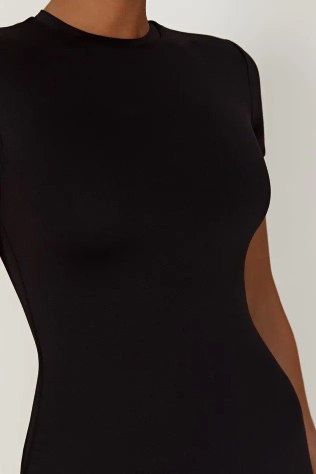 Meshki Midi Dresses Women Penny Recycled Nylon Short Sleeve Midi Dress 8211 Black Black