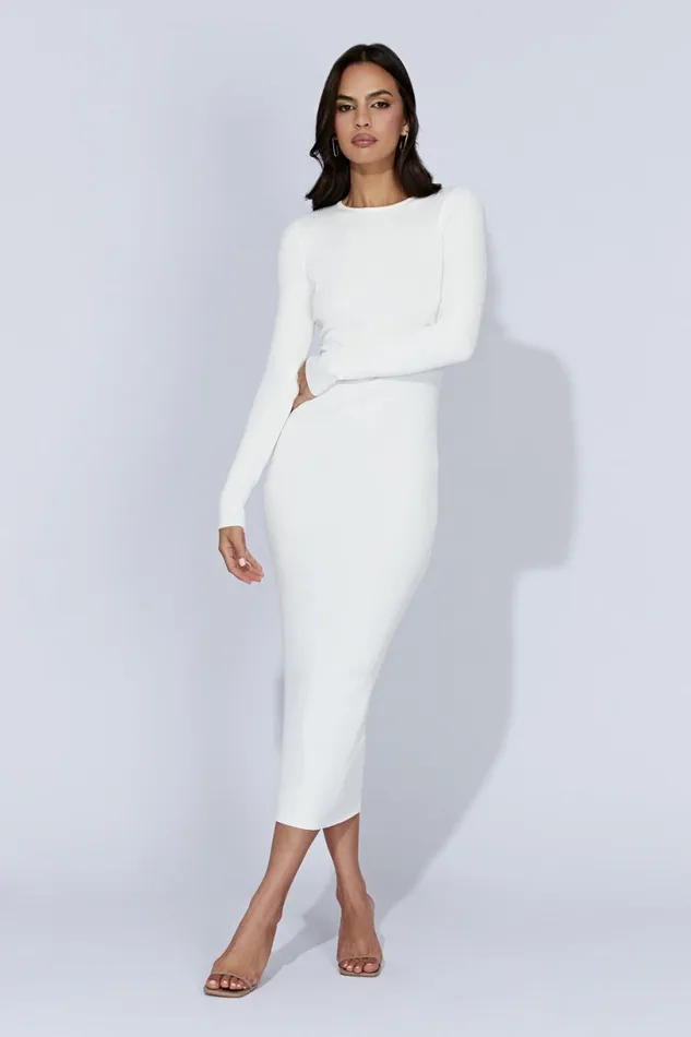 Meshki Midi Dresses Women Rowen Long Sleeve Midi Dress 8211 White White
