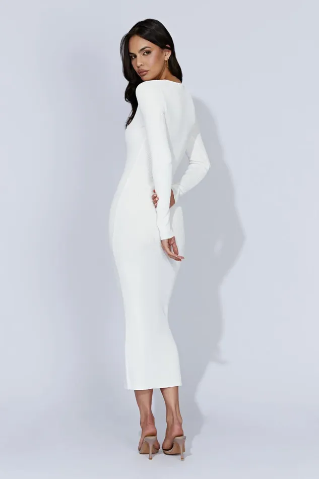 Meshki Midi Dresses Women Rowen Long Sleeve Midi Dress 8211 White White
