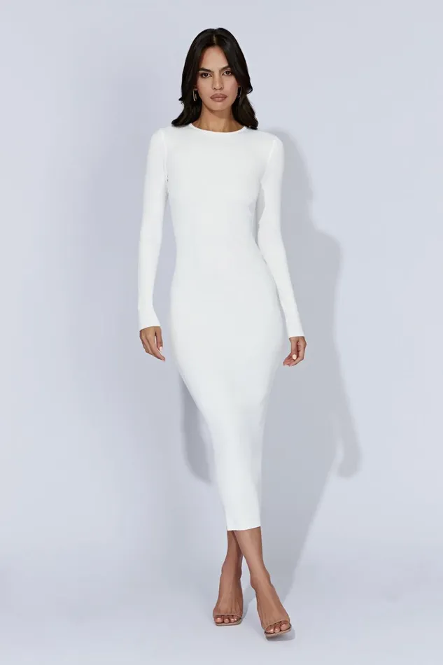 Meshki Midi Dresses Women Rowen Long Sleeve Midi Dress 8211 White White