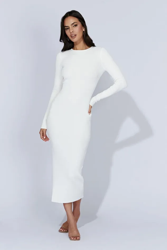 Meshki Midi Dresses Women Rowen Long Sleeve Midi Dress 8211 White White