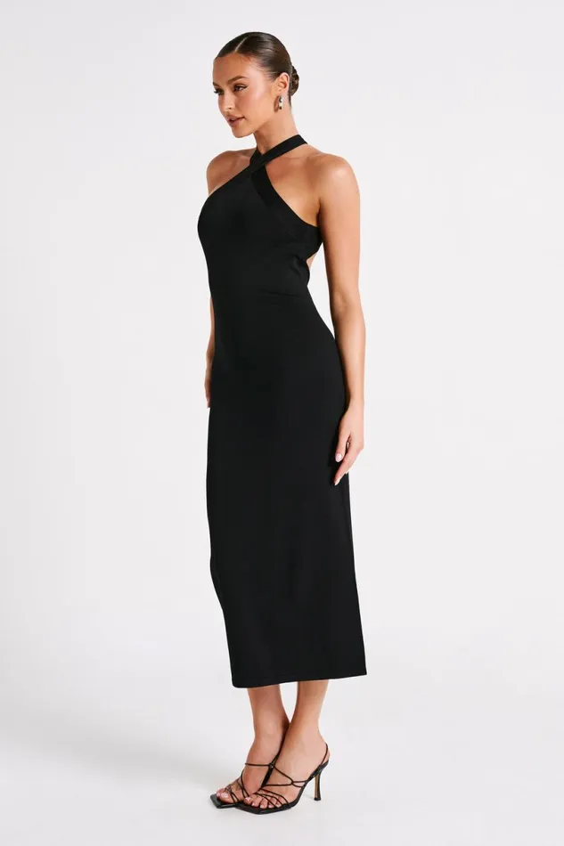 Meshki Midi Dresses Women Sarai Halter Neck Knit Midi Dress 8211 Black Black