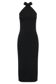 Meshki Midi Dresses Women Sarai Halter Neck Knit Midi Dress 8211 Black Black