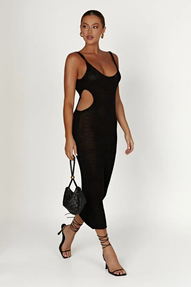 Meshki Midi Dresses Women Shae Scoop Neck Knit Midi Dress 8211 Black Black