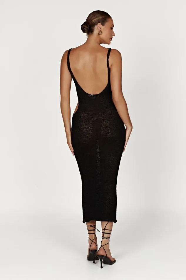 Meshki Midi Dresses Women Shae Scoop Neck Knit Midi Dress 8211 Black Black