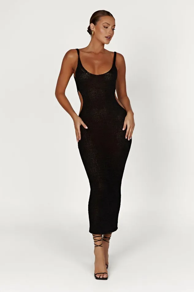 Meshki Midi Dresses Women Shae Scoop Neck Knit Midi Dress 8211 Black Black