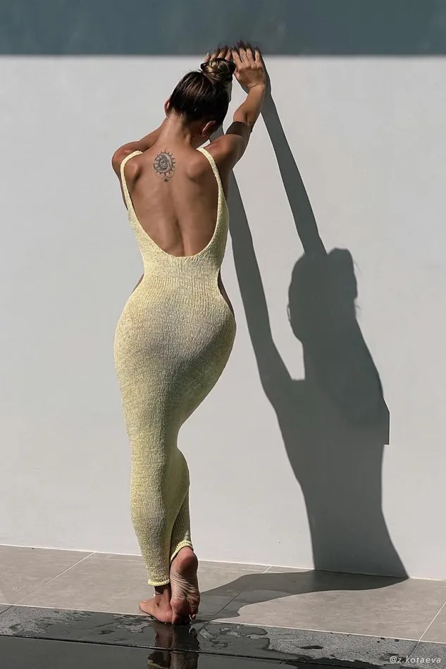 Meshki Midi Dresses Women Shae Scoop Neck Knit Midi Dress 8211 Lemon Lemon