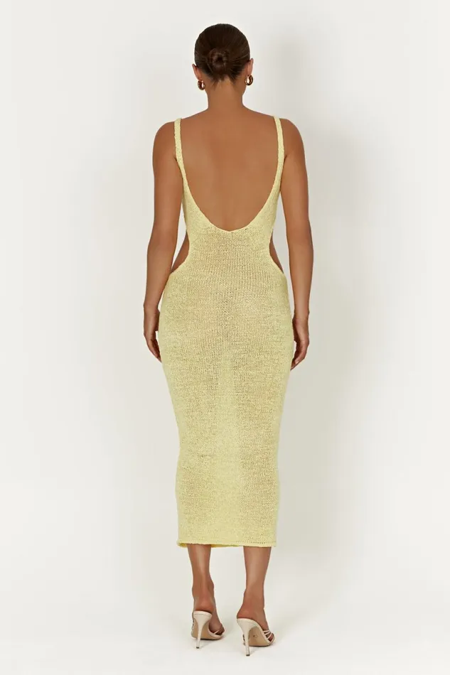 Meshki Midi Dresses Women Shae Scoop Neck Knit Midi Dress 8211 Lemon Lemon