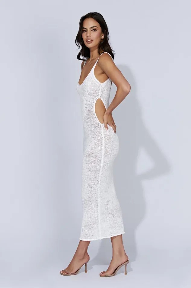Meshki Midi Dresses Women Shae Scoop Neck Knit Midi Dress 8211 White White