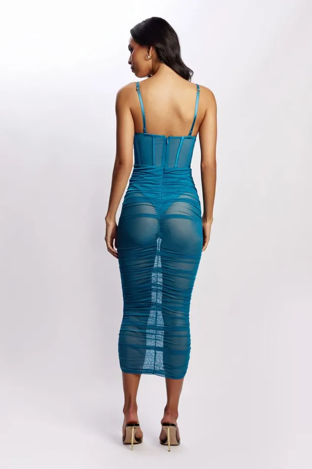 Meshki Midi Dresses Women Tiarne Satin And Mesh Corset Midi Dress 8211 Marine Blue Marine Blue Meshki Midi Dresses Women Tiarne Satin And Mesh Corset Midi Dress 8211 Marine Blue Marine Blue