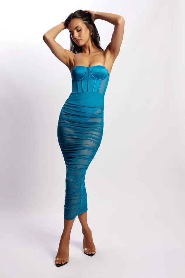 Meshki Midi Dresses Women Tiarne Satin And Mesh Corset Midi Dress 8211 Marine Blue Marine Blue Meshki Midi Dresses Women Tiarne Satin And Mesh Corset Midi Dress 8211 Marine Blue Marine Blue