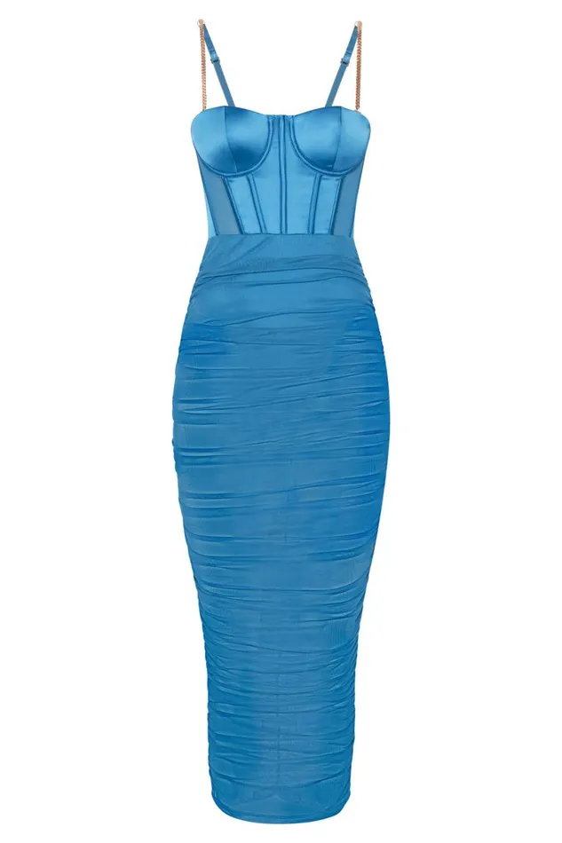Meshki Midi Dresses Women Tiarne Satin And Mesh Corset Midi Dress 8211 Marine Blue Marine Blue Meshki Midi Dresses Women Tiarne Satin And Mesh Corset Midi Dress 8211 Marine Blue Marine Blue