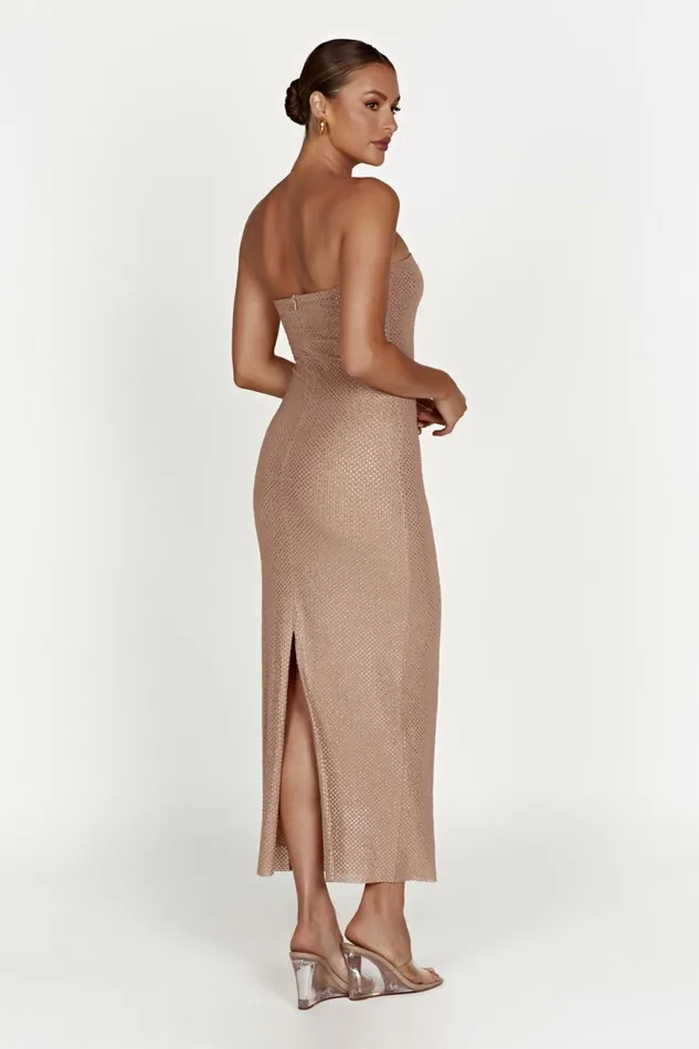 Meshki Midi Dresses Women Waverly Strapless Diamante Midi Dress 8211 Nude Nude