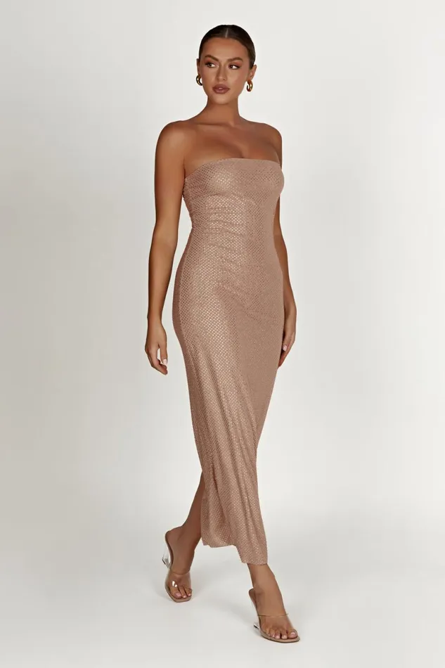 Meshki Midi Dresses Women Waverly Strapless Diamante Midi Dress 8211 Nude Nude