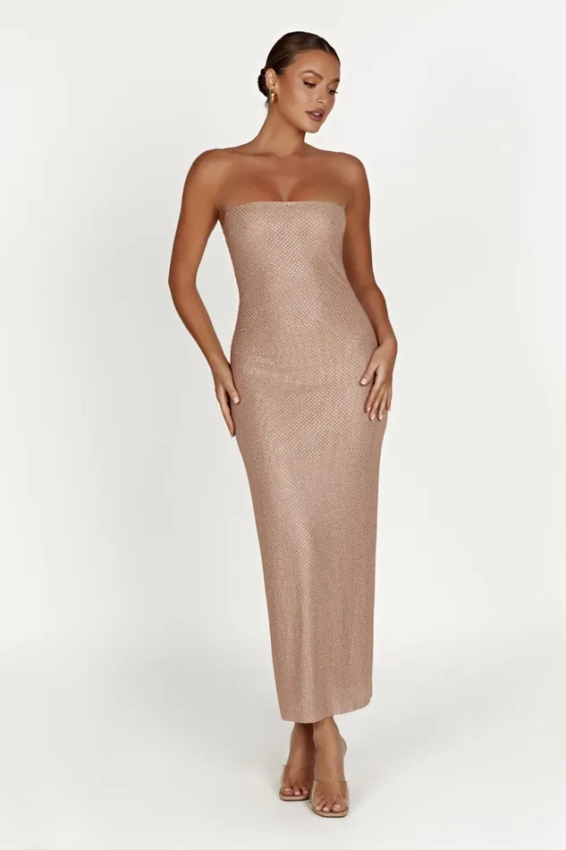 Meshki Midi Dresses Women Waverly Strapless Diamante Midi Dress 8211 Nude Nude