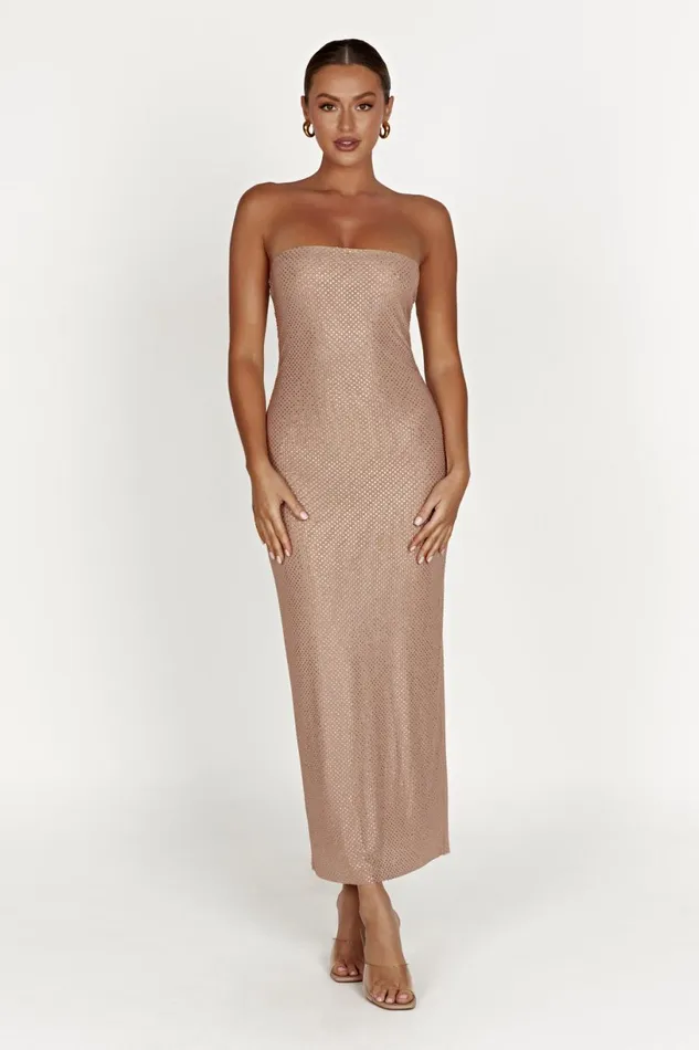 Meshki Midi Dresses Women Waverly Strapless Diamante Midi Dress 8211 Nude Nude