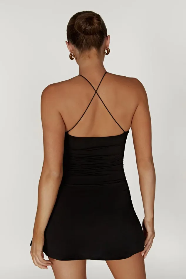 Meshki Mini Dresses Women Adeline Rose Halter Mini Dress 8211 Black Black