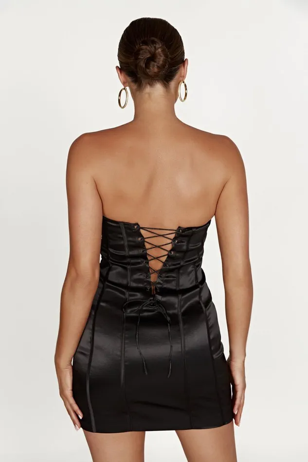 Meshki Mini Dresses Women Amaya Lace Up Corset Mini Dress 8211 Black Black Meshki Mini Dresses Women Amaya Lace Up Corset Mini Dress 8211 Black Black