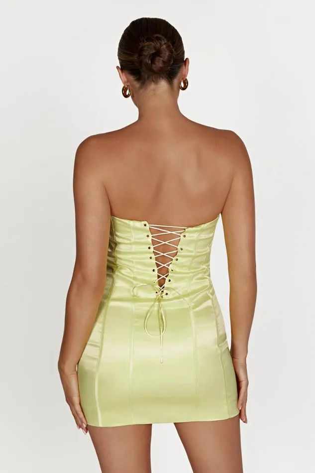 Meshki Mini Dresses Women Amaya Lace Up Corset Mini Dress 8211 Lemon Lemon Meshki Mini Dresses Women Amaya Lace Up Corset Mini Dress 8211 Lemon Lemon