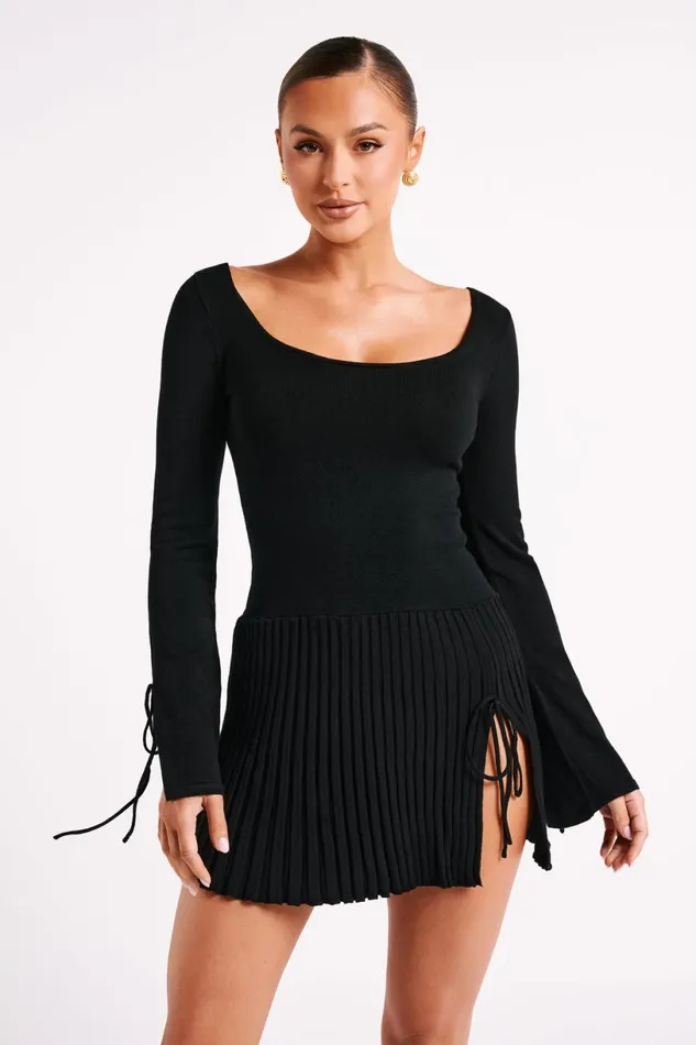 Meshki Mini Dresses Women Britney Long Sleeve Knit Mini Dress 8211 Black Black Meshki Mini Dresses Women Britney Long Sleeve Knit Mini Dress 8211 Black Black