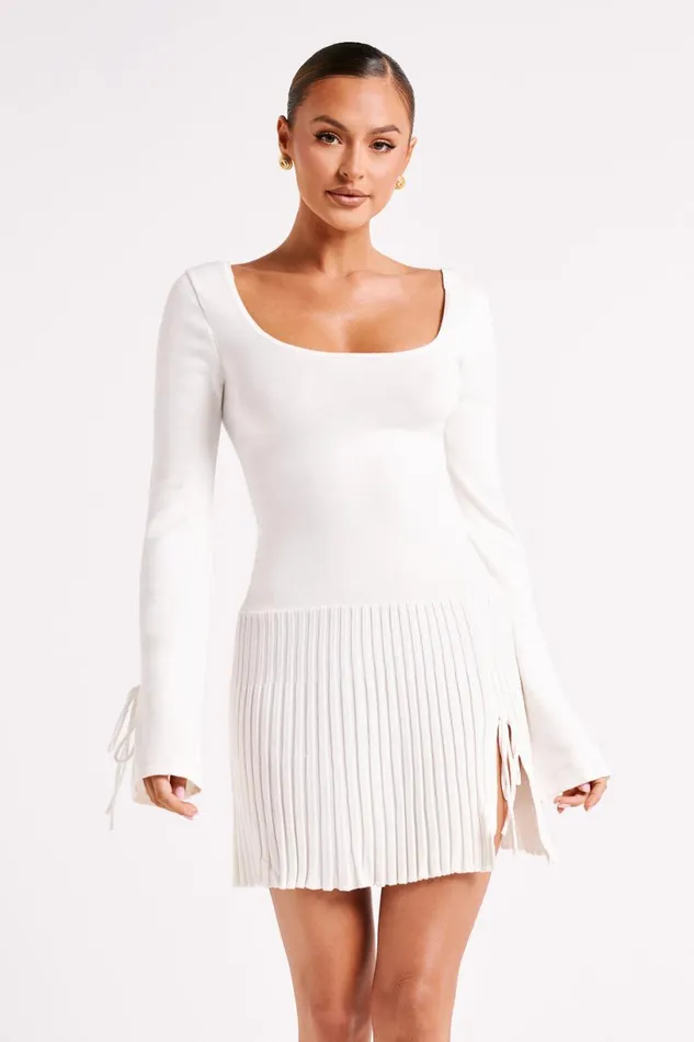 Meshki Mini Dresses Women Britney Long Sleeve Knit Mini Dress 8211 White White Meshki Mini Dresses Women Britney Long Sleeve Knit Mini Dress 8211 White White
